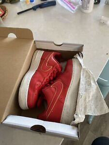 Size 7.5 - Nike Air Force 1 Low Red Gold Swoosh W