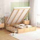Modern Platform Bed Frames with Underneath Storage and 2 Drawers Full Queen Size