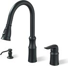 Kitchen Faucet with Pull Down Sprayer with Side Single Handle and Soap Dispenser