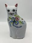 N.S. Gustin Co. Ceramic Hand Painted Cat Floral Theme Made in USA No Chips
