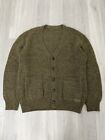 Vintage 60s 70s Mohair Cardigan Sweater Mens Medium Kurt Cobain Shag Italy Green
