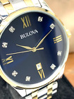Bulova Men's Watch 98D130 Diamond Blue Dial Roman Numerals Two Tone Steel 40mm