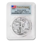 2021 $1 American Silver Eagle Dollar Type 1 PCGS MS70 First Strike Flag Label