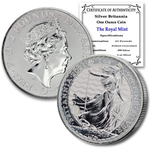 2021 UK 1 Oz Silver Britannia Coin Brilliant Uncirculated with a Certificate of