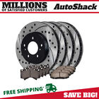 Front & Rear Drilled Slotted Brake Rotors Black & Pads for Toyota Tundra 5.7L