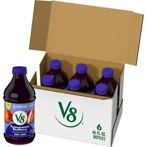V8 Blends 100% Juice Pomegranate Blueberry Juice, 46 fl oz Bottle (Case of 6)