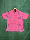 Vintage 90s Tommy Hilfiger All Over Print Polo Shirt Men’s XL Pink Made In USA