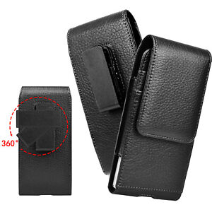 For iPhone Samsung Phone Holster Pouch Leather Wallet Case with Swivel Belt Clip