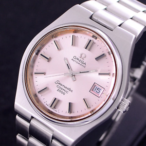 VINTAGE OMEGA SEAMASTER COSMIC 2000 AUTOMATIC PINK DIAL DATE MEN'S WATCH