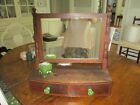 Antique dresser shaving mirror with two drawers. Green glass knobs. SALE