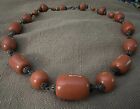 Vintage Victorian Amber Color Graduated Oval Bead Bakelite Necklace