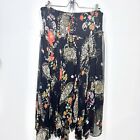 VINTAGE 100% Silk WD.NY Black Floral Flowy Gypsy Skirt