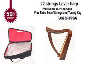 Hand Made and Hand Polished 22 Strings Harp Free Carrying Case