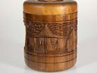 New ListingVintage Wood Box - Carved Asian Scenes Trinket Container with Handled Lid