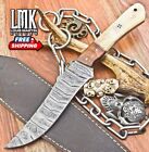 New ListingHand Forged Full Tang Knife Twist Damascus Bone Wooden Bolster Hunting