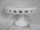 Vintage Milk Glass Cake Stand Rum Well McKee Plymouth Lace Edge Dessert #59