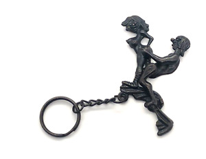 NOS Moveable Funny Man & Woman Making Love Position Novelty Keychain Keyring