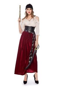 Womens Captain Pirates of the Caribbean Adults Fancy Dress Cosplay CostumeOutfit
