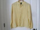 Eileen Fisher Silk Linen Top Shirt Lemon Yellow Long Sleeve Button Up Blouse Sm
