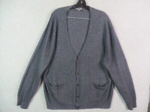 Kallspin Mens Sweater 3XL Gray Cashmere Blend Cardigan Grandpa LongSleeve Button