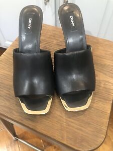 DKNY Women's Open Toe Black Fashion Pump Heel Sandal Size 9.5