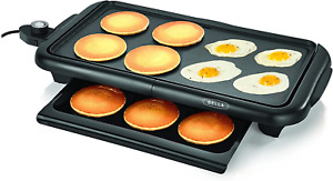 Portable Electric Griddle Non-Stick Flat Top Countertop Grill With Warming Tray
