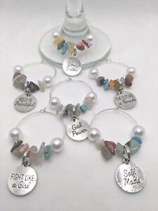 Set Of 6 Wine Glass Charms, Party Favors, Weddings, Baby Showers,  Bachelorette