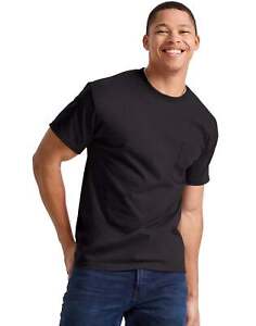 Hanes Men Pocket T-Shirt Cotton Short Sleeve Tee Crewneck Classic Fit Essentials