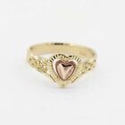 Kids Textured Framed Heart Ring Real 10K Yellow Rose Gold Size 3