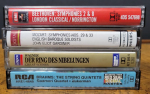 Classical Cassette Lot 4 Tapes CrO2/HX Pro  Mozart Brahms Beethoven Wagner