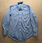 Vintage 70s H Bar C Ranchwear Pearl Snap Shirt Mens -Medium- Blue Long Tail