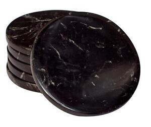 New ListingSet of 6 - Black Marble Stone Coasters Polished Coasters – 3.5 Inches (9 cm) ...