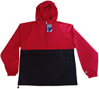 NWT Champion Mens ½ Zip Hooded Packable Windbreaker Jacket – Red-Black – Size M