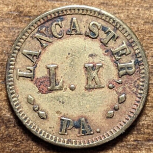 1870's-1880's Lancaster, Pennsylvania PA German Social Club ? Rulau Trade Token