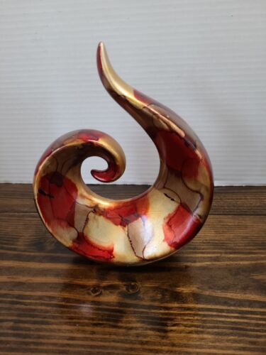 Swirl Figurine Statue Sculpture Home Decor Burgundy Gold Preowned 7 X 6 Inches