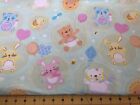 Baby Nursery Animals on Green Flannel fabric sold by the yard #1004