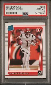 2021 DONRUSS #262 JA'MARR CHASE RC RATED ROOKIE BENGALS PSA 10