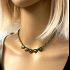 Vintage Antique Gold Tone Metal Choker Necklace Linked Triangle Chain 15.5”-18”