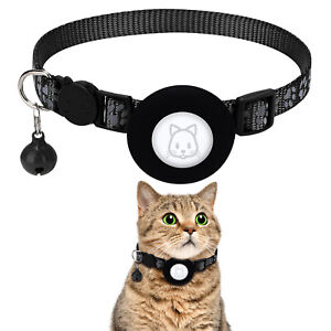 Cat Collar with Bell Reflective Breakaway with Airtag Holder Adjustable Tracker