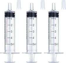 3 Pack 5ml Plastic Syringe, Large Syringes Without Needle for Scientific