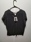 Magaschoni Black Cashmere Blend Short Sleeve V Neck Sweater Size XS