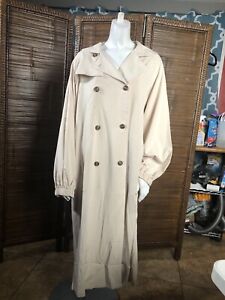 Vintage Style Tan Beige Trench Coat Long Small Y2k 90s Grunge Mob Boss Coquette