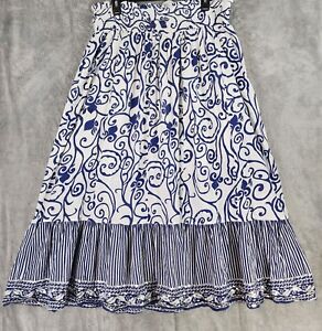 Lane Bryant Skirt Womens 14 / 16 Blue White Paisley Sequined Boho Flowy Maxi