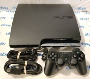 Sony PlayStation 3 PS3 Slim Console CECH-2001A 120GB W Controller & Cords