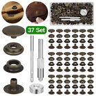 37 Set 15MM Fastener Snap Press Stud Cap Button Base Tool Kit for Leather Canvas
