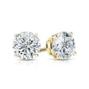2 Ct Men's Simulated Diamond Stud Earrings in 14K Yellow Gold Over 925 Silver