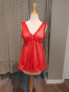 Vintage Y2K lingerie set panties red silky teddy babydoll negligee lace