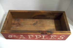 Farmhouse Rustic Old Solid Wood Box 5c Apples on Front 15