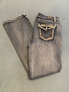 Earl Jeans Womens Sz 12 Bootcut Rhinestone Embellished Flap Pocket Denim A
