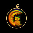 9ct Gold Hologram Pendant - Owl & Moon (Medium) - No Chain